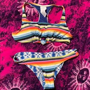 Swim top and bottom tribal themed